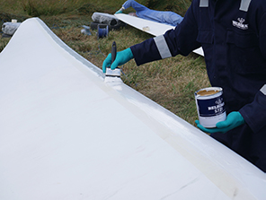 Belzona 5721 being applied to the leading edge