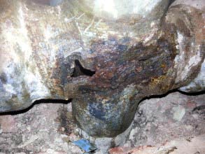 Corroded sewage pipe