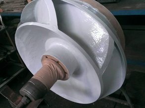 Pump impeller coated for erosion and corrosion protection